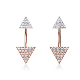 14K White/Rose Gold 1.116 ct. Diamond Triangle Shape Dangling Earrings