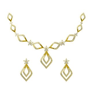 14K Yellow Gold 5.156 ct. Diamond Necklace/2.412 ct. Earrings Set