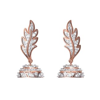 14 k Rose Gold Natural 1.896 ct. Diamond Leaf Drop Earrings