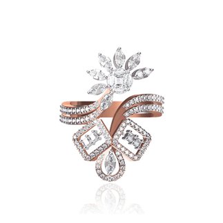 14K Rose Gold Natural Diamond New Design Ring (Cluster Setting)