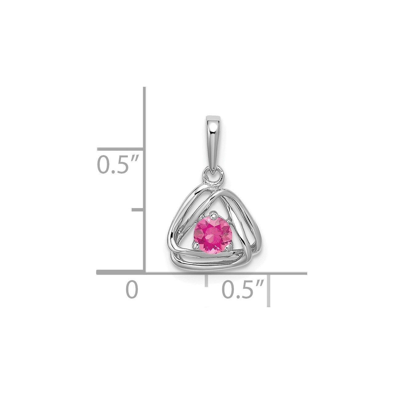 14k White Gold Pink Tourmaline Triangle Pendant-1