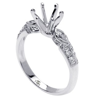 14K White Gold Natural Diamond Engagement Ring (Center Stone Not Included)