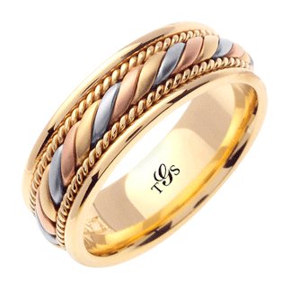 14K Three Tone Gold Band