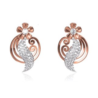 14 K White/Rose Gold Natural 0.569 Ct. Diamond Earrings