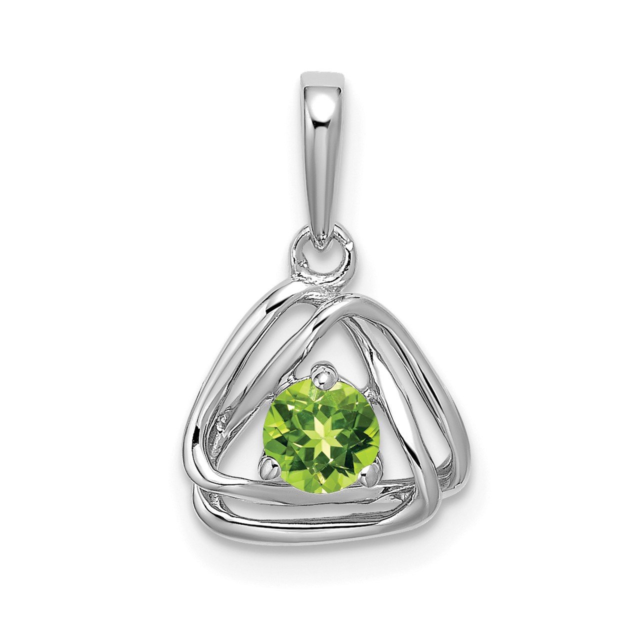 14k White Gold Peridot Triangle Pendant