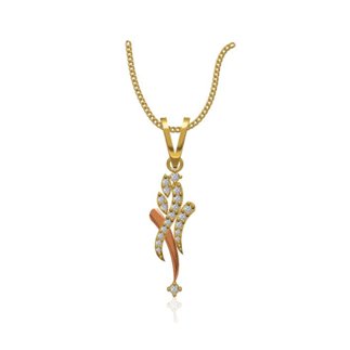 14k Two Tone Gold 0.181 Ct. Diamond Pendant Necklace Length 21 mm Width 7.5 mm Gift for Women Girls