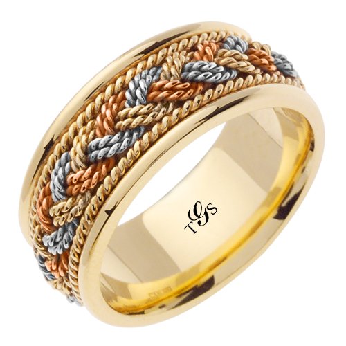 14K Three Tone Gold Band