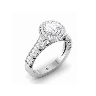 14K White Gold Natural Diamond Engagement Ring (Center Stone Not Included)