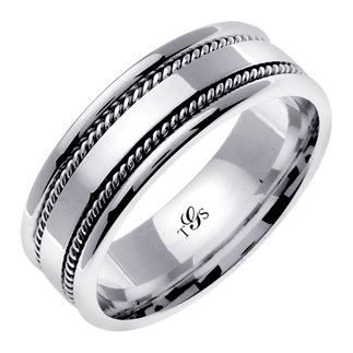 14K White Gold 7mm Band