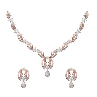 14K Rose and White Gold 5.448 ct Diamond Necklace/1.519 ct Earrings Set # 20