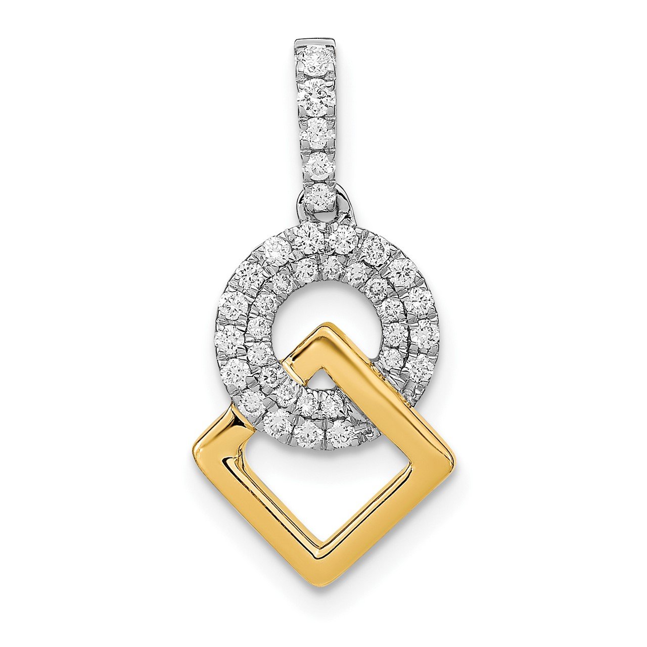 14k Two-tone Polished Diamond Circle and Square Chain Slide