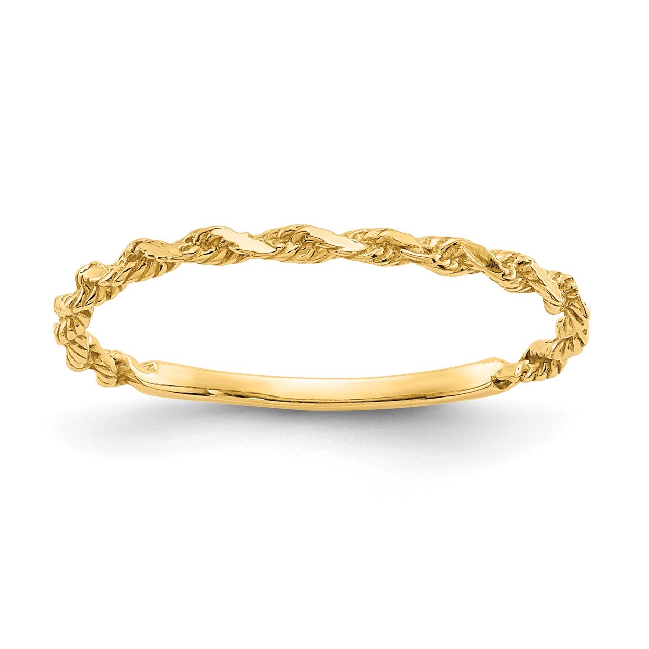 14K Diamond-cut Textured Rope Band Ring