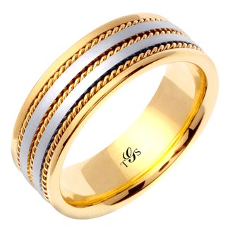 14K Two Tone Gold 7mm Band