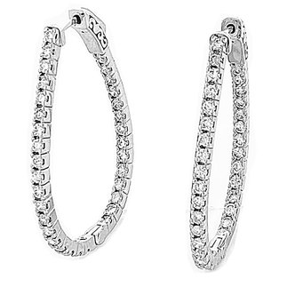 14K White Gold 1.95 Ct. Diamond Hoop Earrings