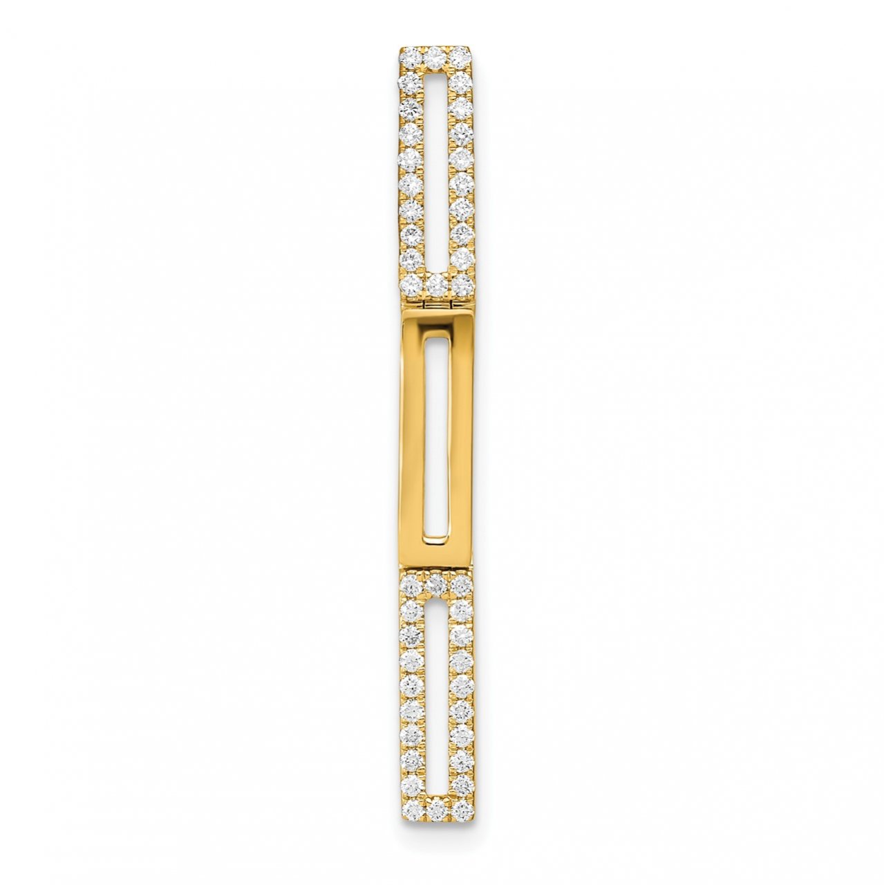 14k Polished Rectangle Link Diamond Chain Slide Pendant