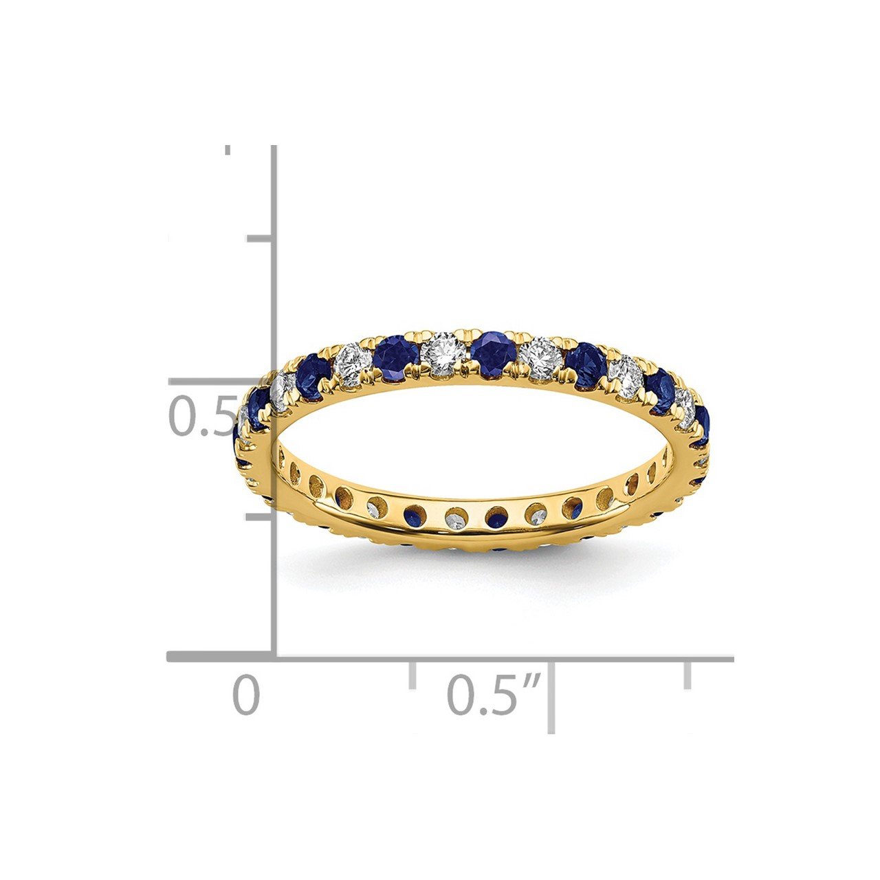 14k Lab Grown Diamond SI1/SI2 G H I and Created Blue Sapphire Eternity Band-2