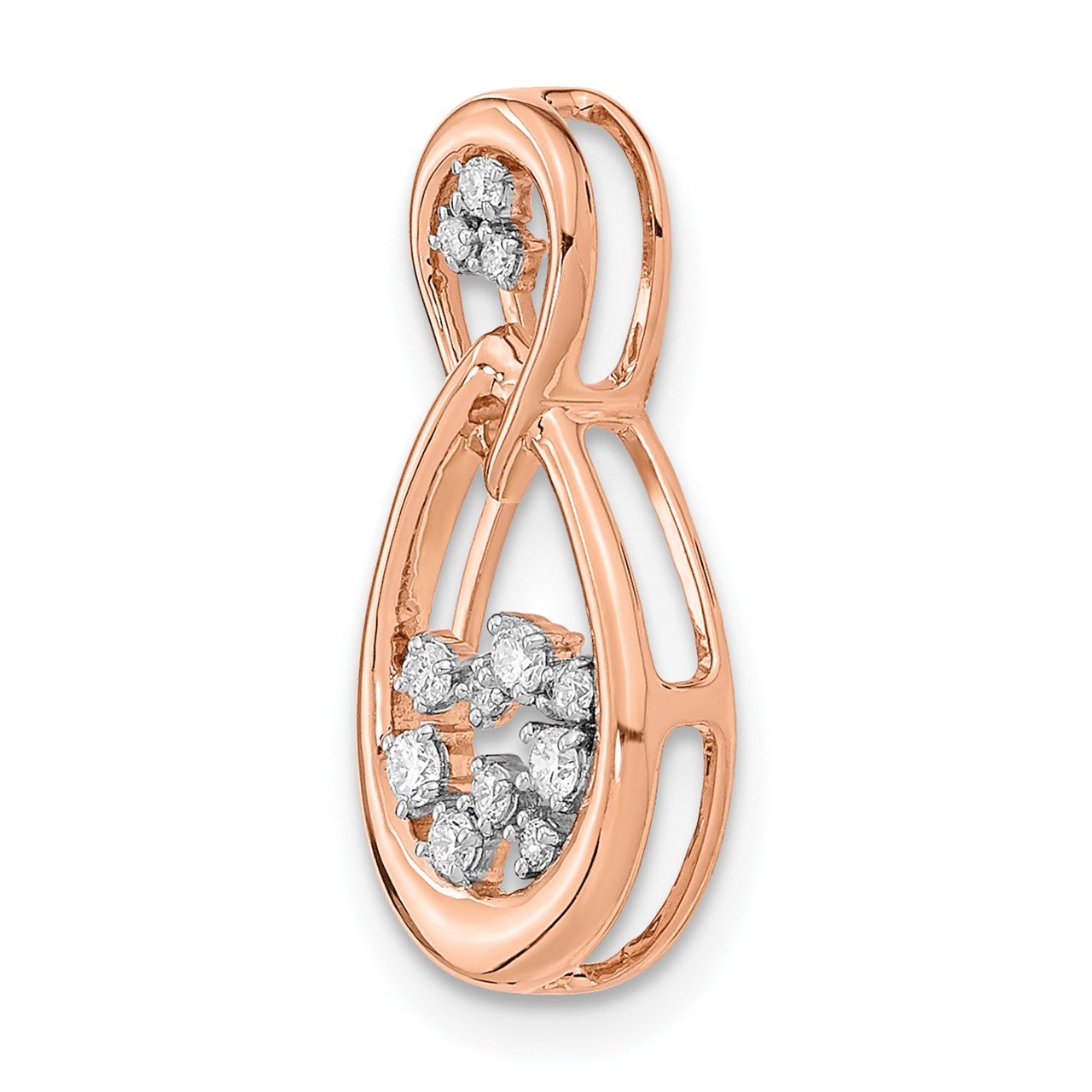 14k Rose Gold Polished Diamond Double Teardrop Chain Slide-3