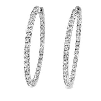 14K White Gold 3.92 Ct. Diamond Hoop Earrings