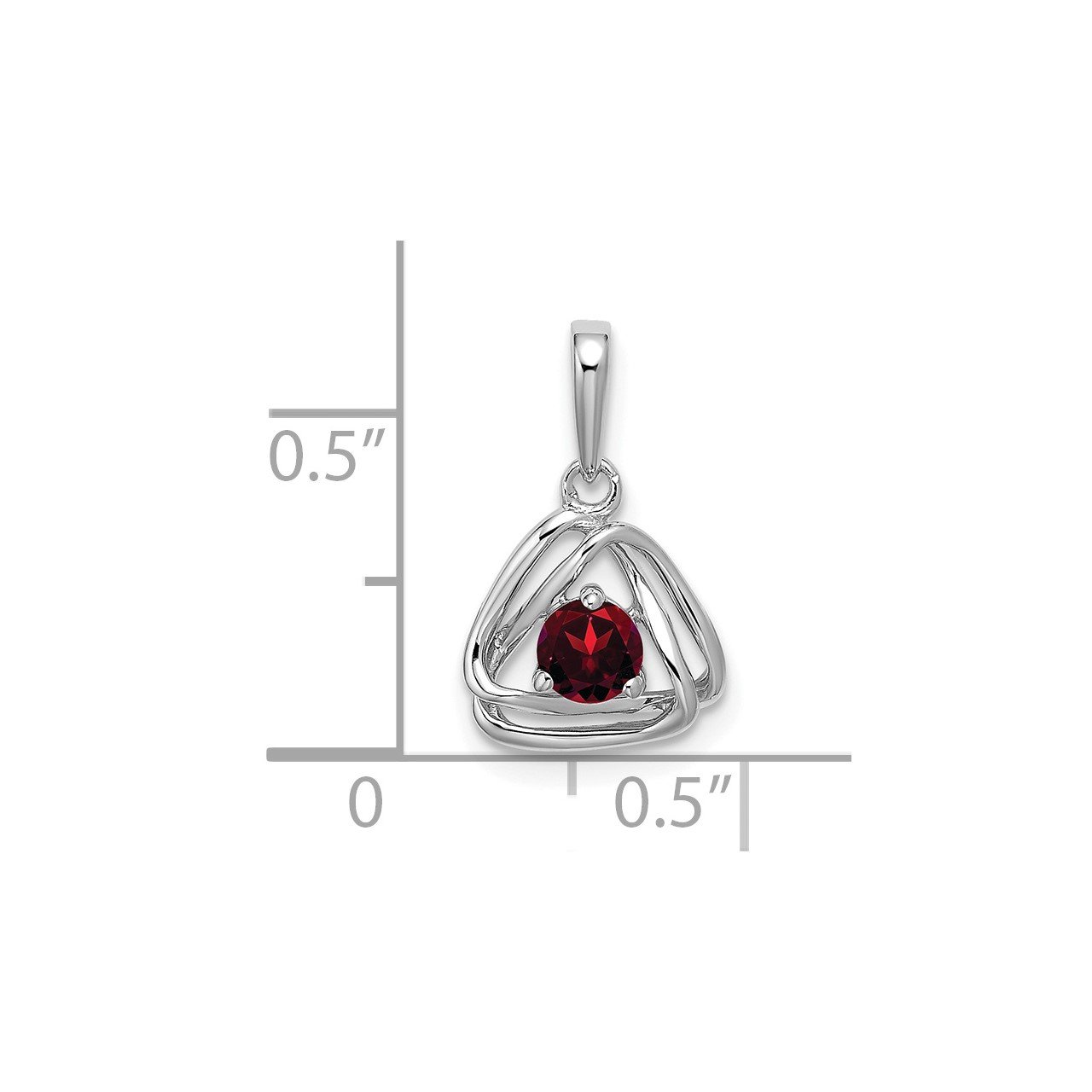 14k White Gold Garnet Triangle Pendant-1