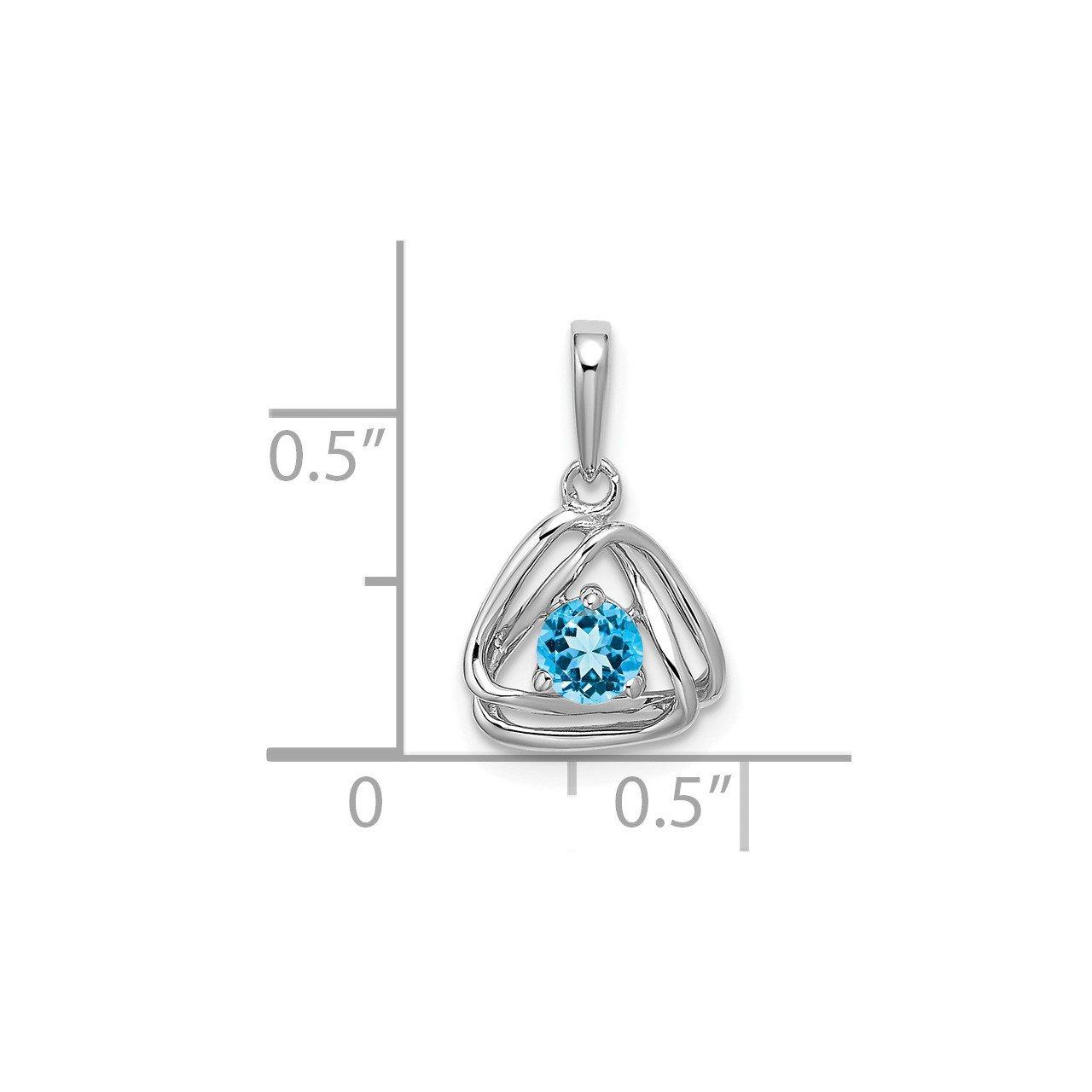 14k White Gold Blue Topaz Triangle Pendant-1