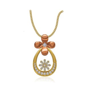 14K  Two Tone Gold 0.155 Ct. Diamond Pendant