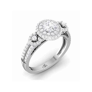 14K White Gold Natural Diamond Engagement Ring (Center Stone Not Included)