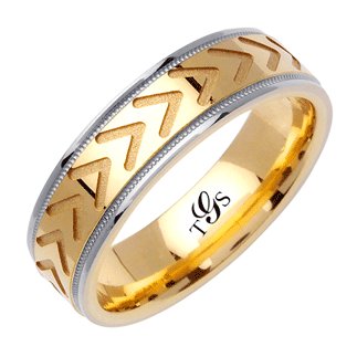 14K Two Tone Gold 6mm Band