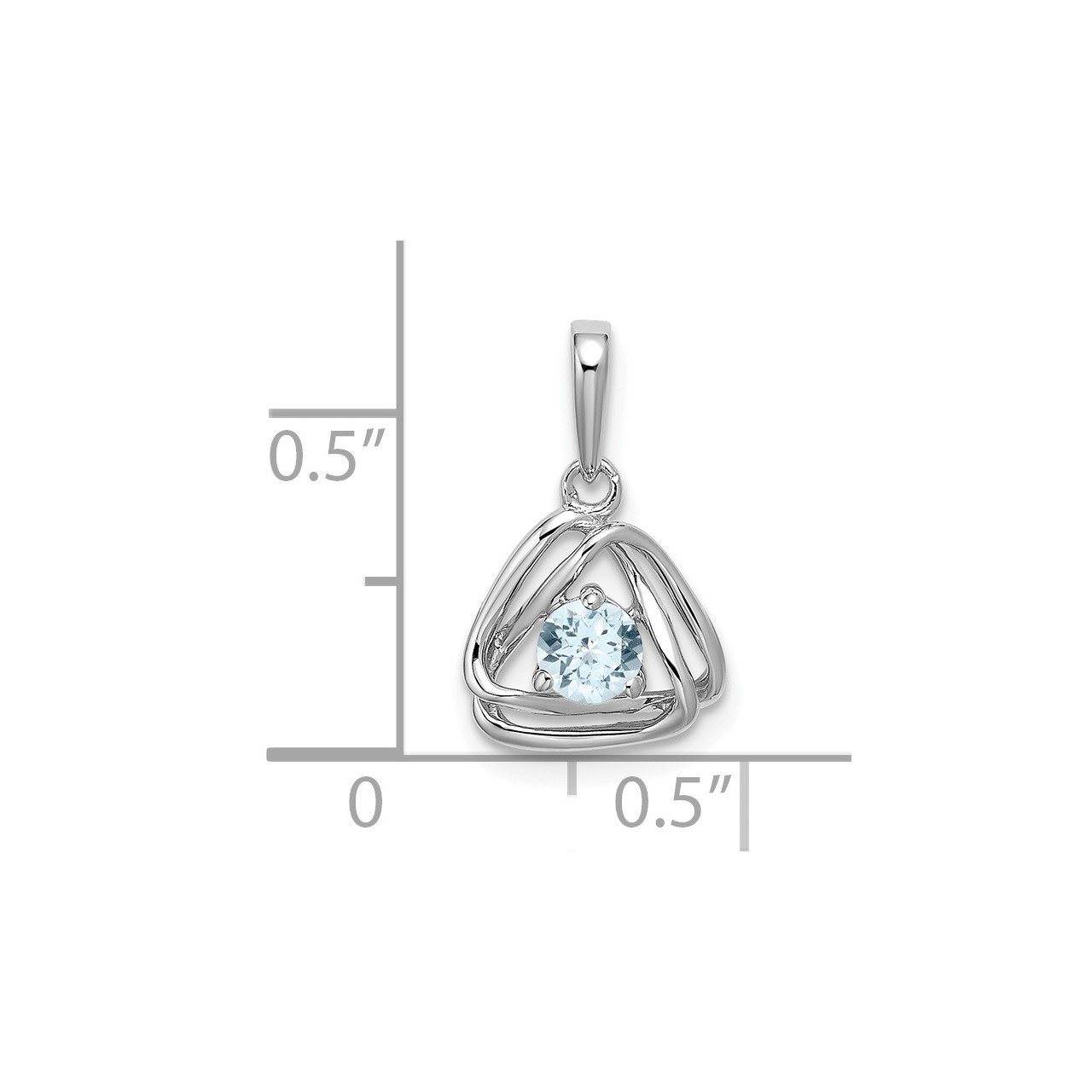 14k White Gold Aquamarine Triangle Pendant-1