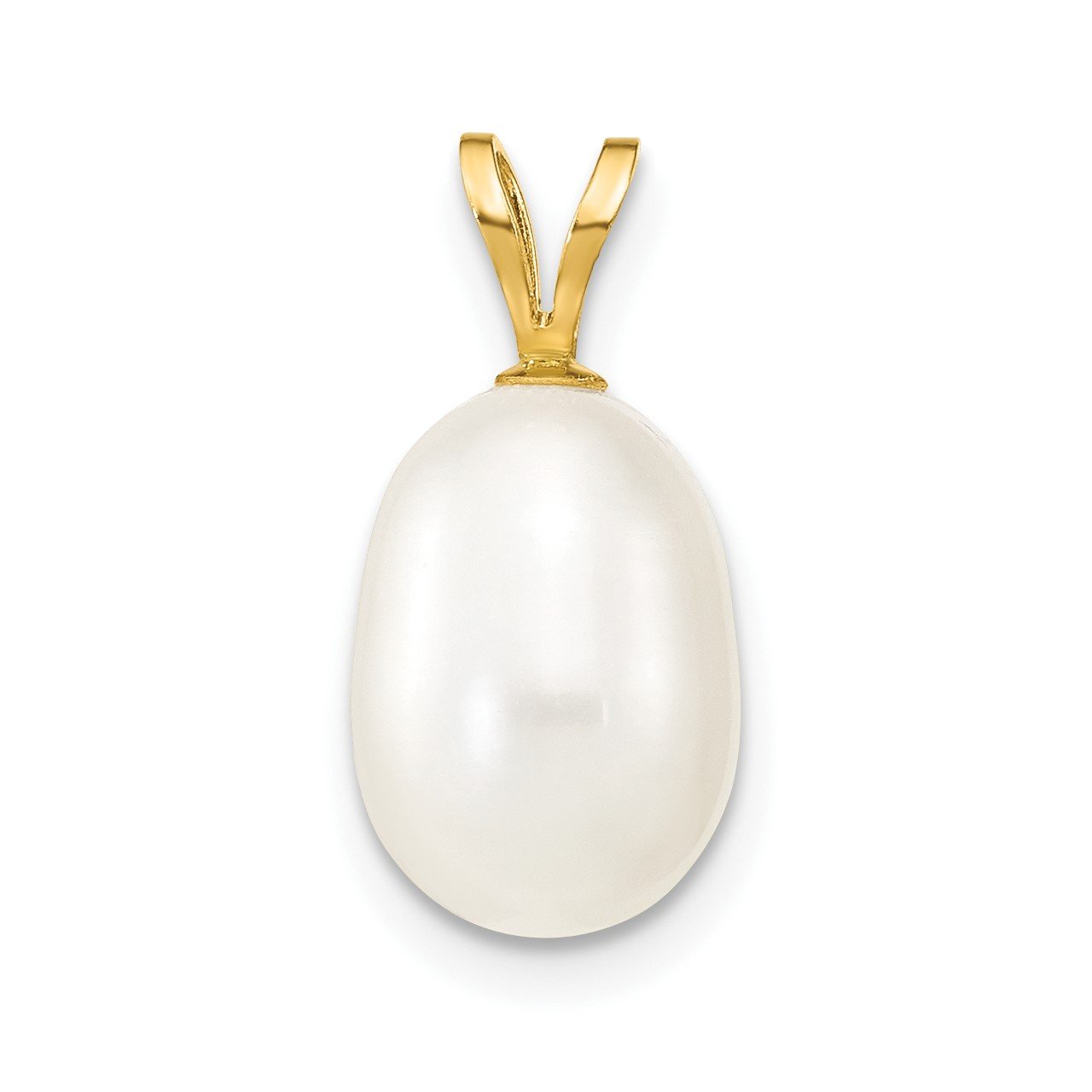 14K 8-9mm White Rice Freshwater Cultured Pearl Pendant