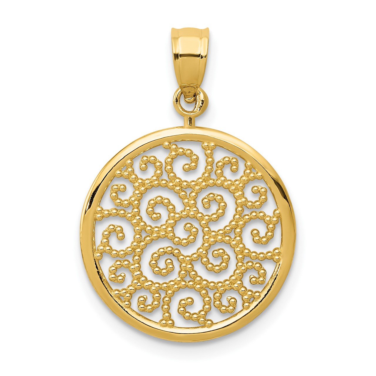 14k Filigree Round Pendant