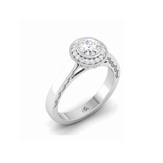 14K White Gold Natural Diamond Engagement Ring (Center Stone Not Included)