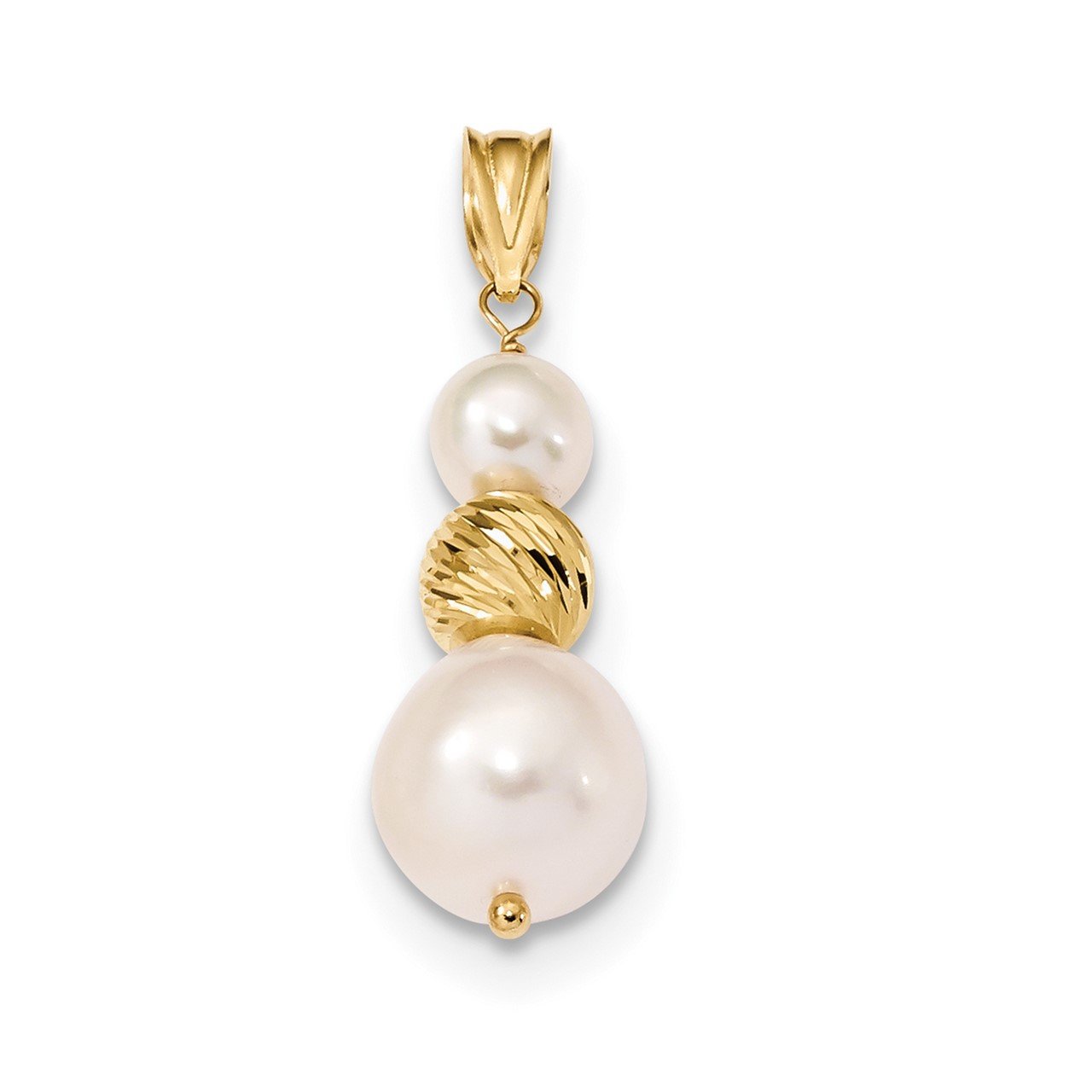 14k 9-10mm White Round Freshwater Cultured Pearl D/C Pendant