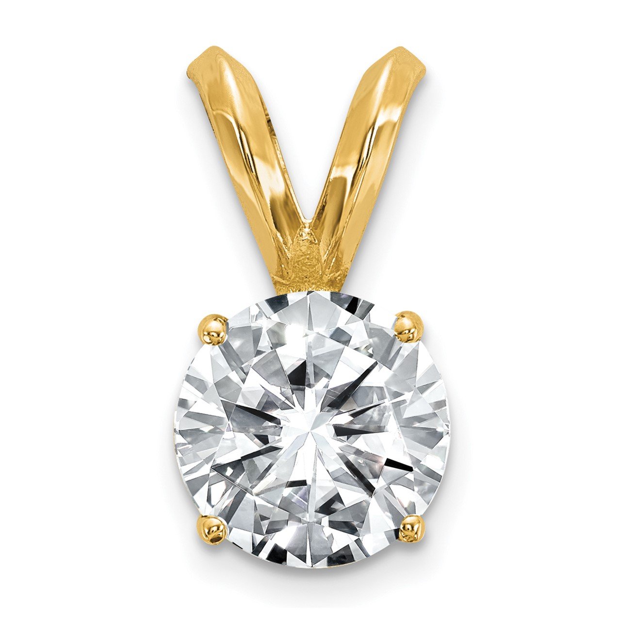 14ky 1.00ct. 6.5mm Round Moissanite Solitaire Pendant