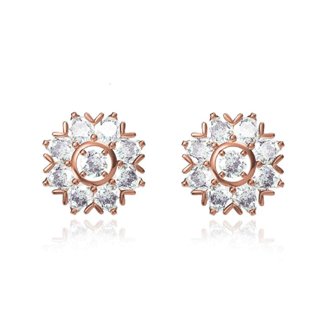 14k Two Tone Gold Natural 3.600 Ct. Diamond Flower Shape Earrings Broad 13.5 mm