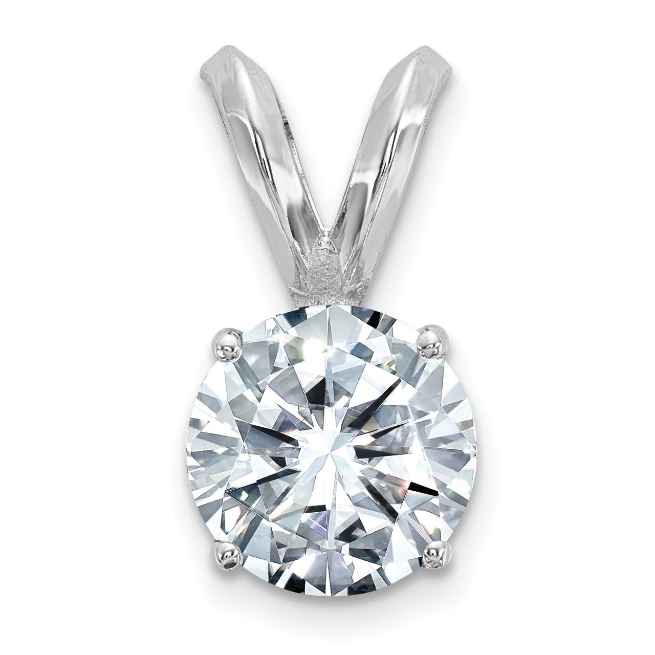 14kw 1/4ct. 4.0mm Round Colorless Moissanite Solitaire Pendant