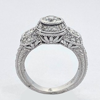 14K White Gold Natural Diamond Engagement Ring