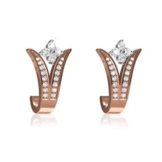 14K Rose Gold Natural 0.782 Ct. Diamond Tulip Shape Earring