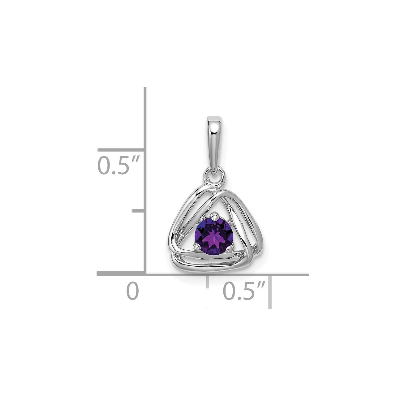 14k White Gold Amethyst Triangle Pendant-1