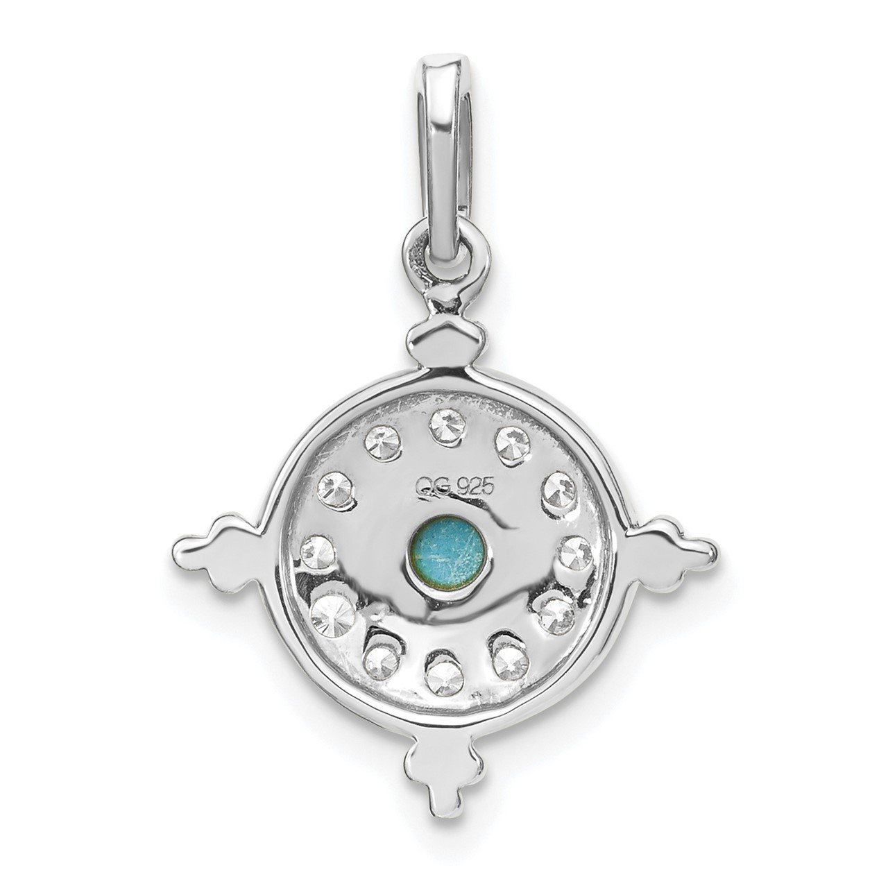 14k White Gold Turquoise and White Topaz Pendant-3