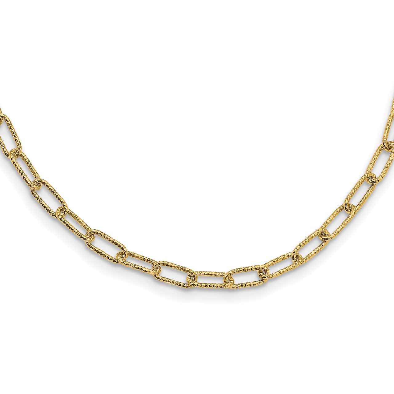 14K Textured Open Link Necklace