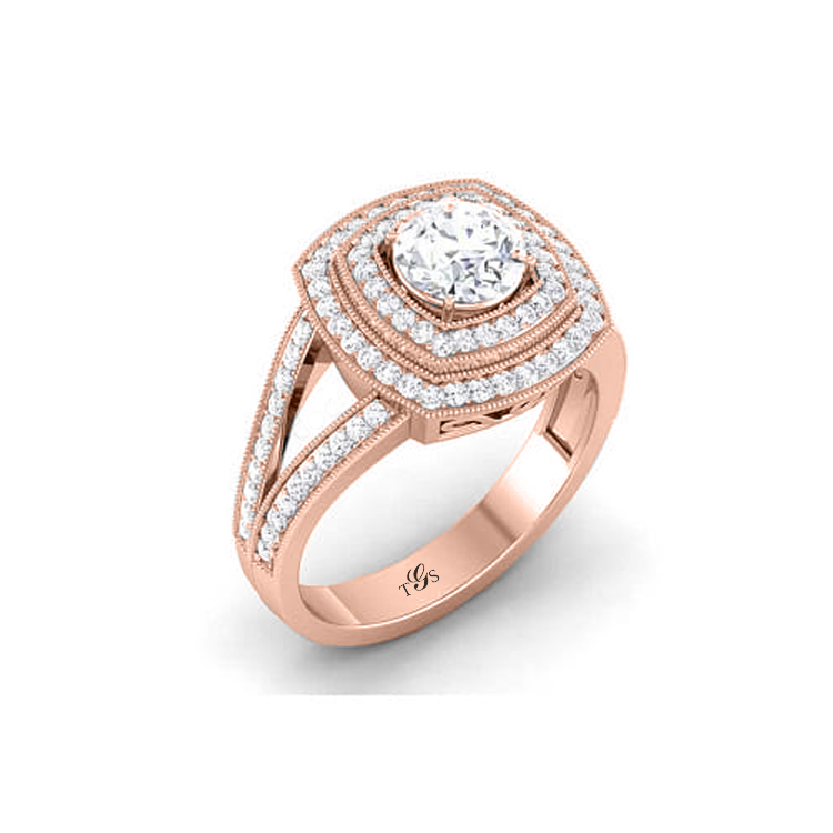 14K Gold Diamond Ring (Rose, White, Yellow)-2