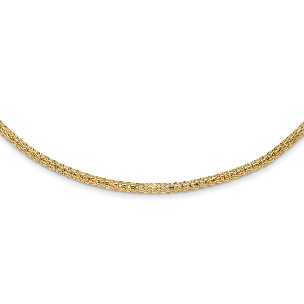 14K Polished Fancy Link Mesh Necklace