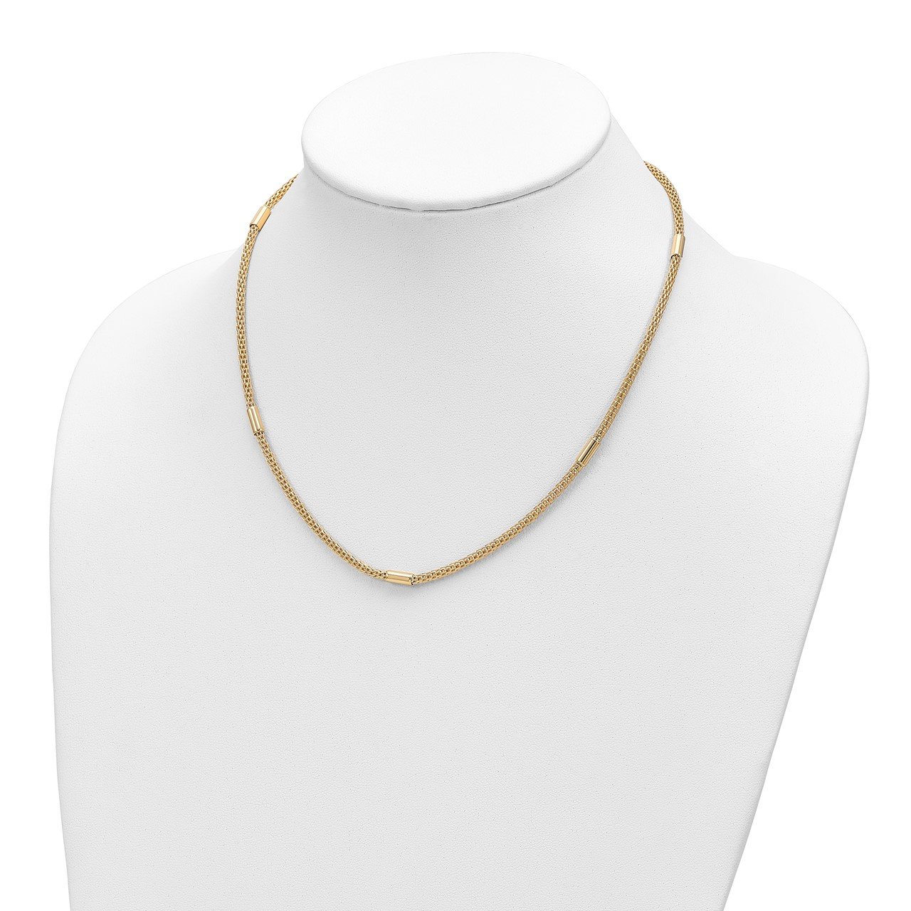 14K Polished Mesh Fancy Link Necklace-1