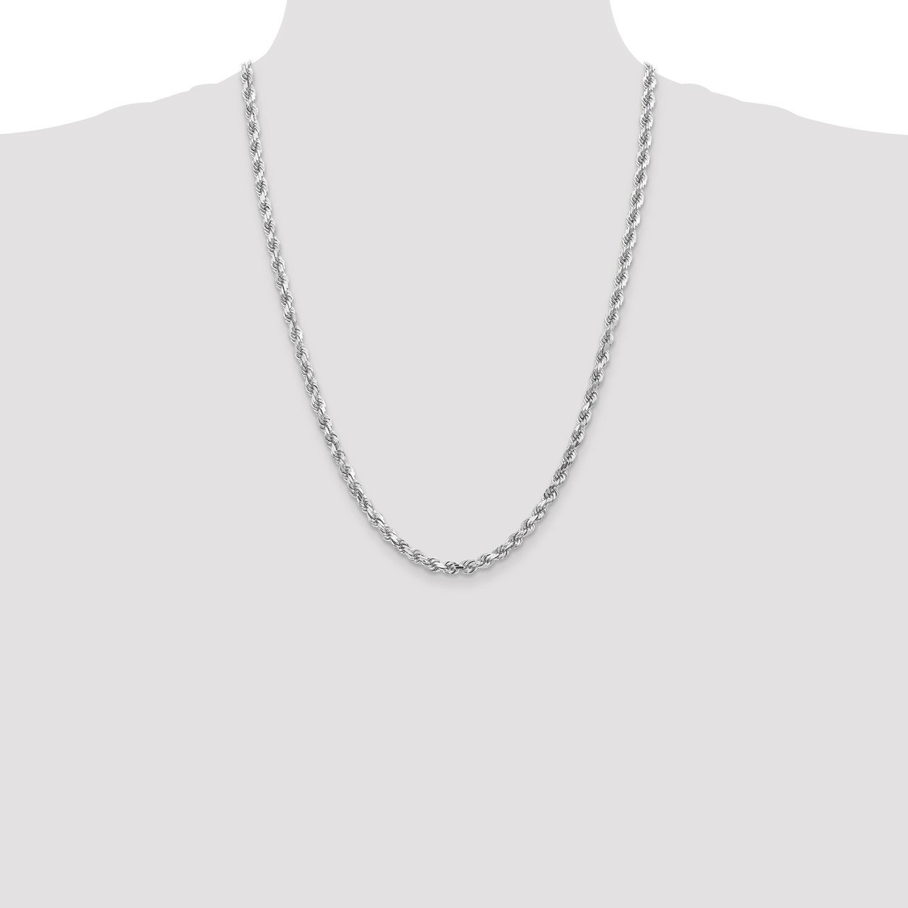 14k White Gold 4.5mm D/C Rope with Lobster Clasp Chain-1