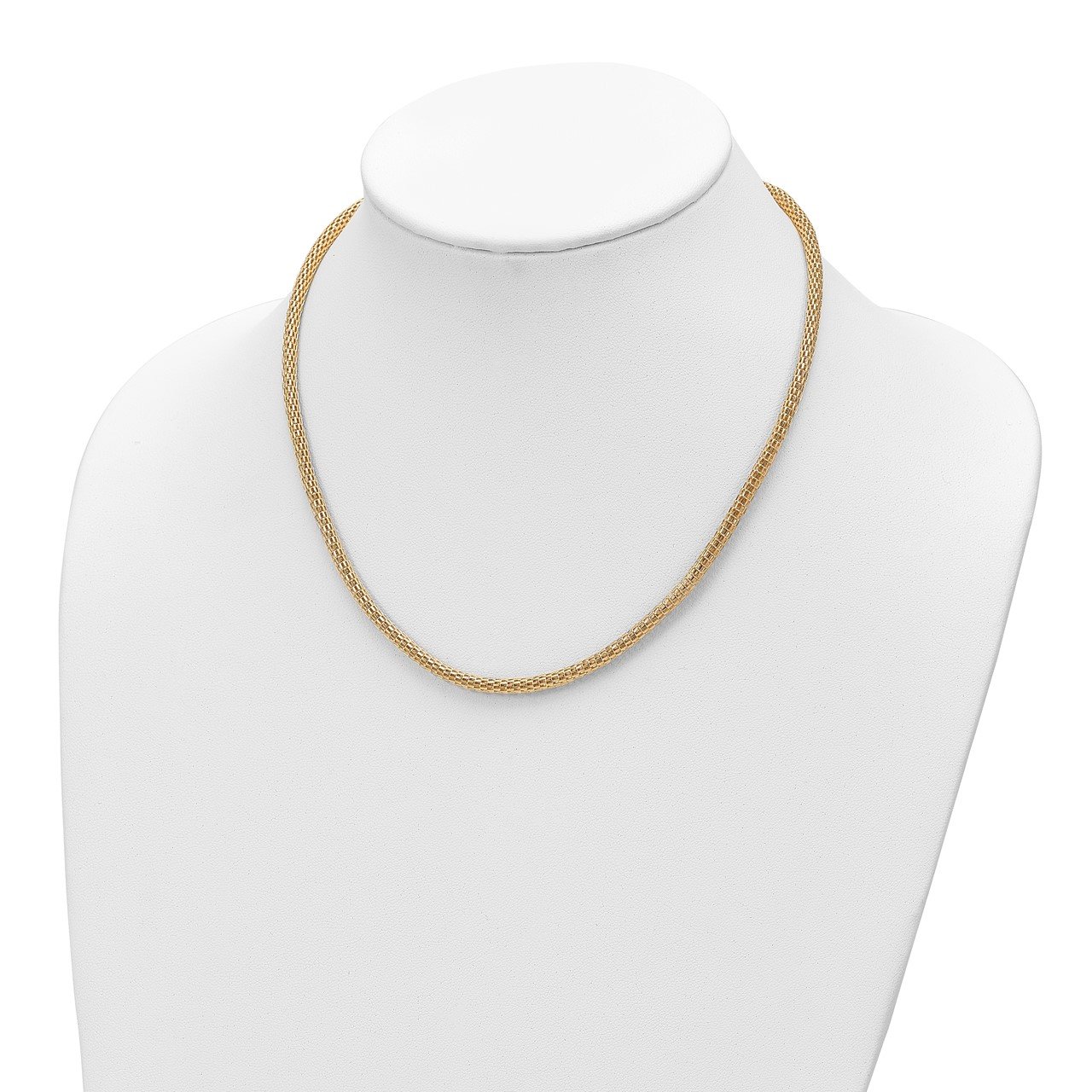 14K Polished Fancy Link Mesh Necklace-1