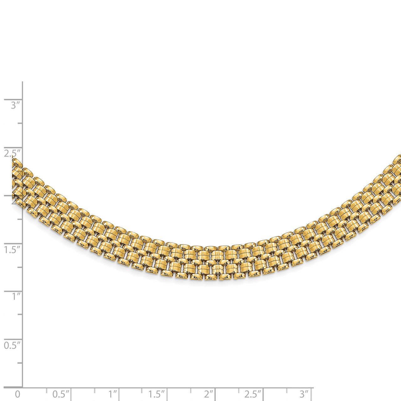 14K Brushed and Polished Basket Weave Pattern 17in Necklace-2