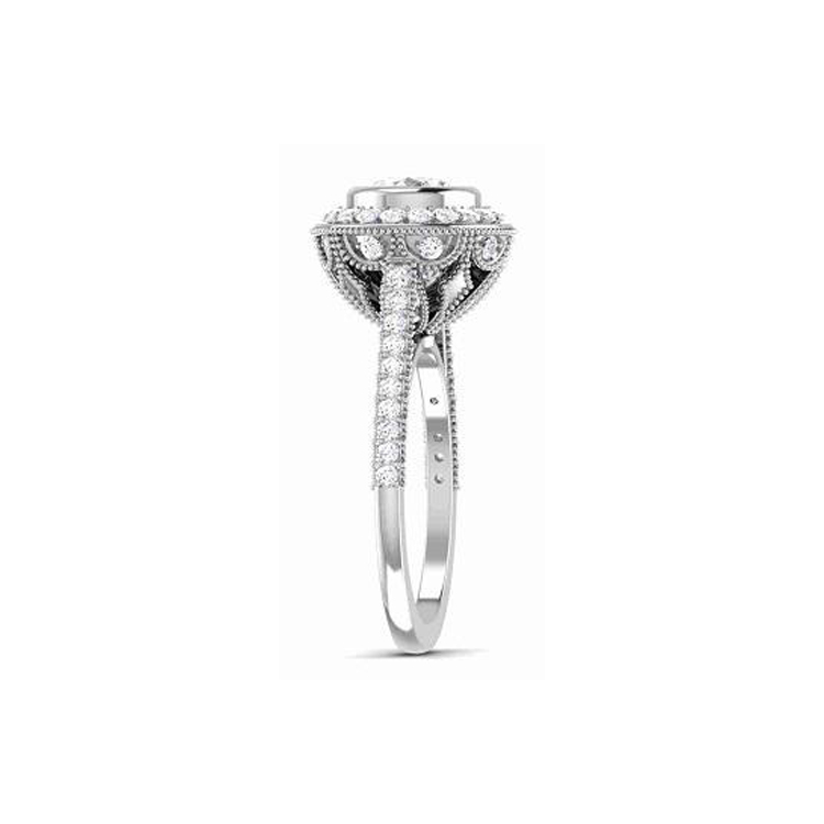 14K White Gold Natural Diamond Engagement Ring (Center Stone Not Included)-4
