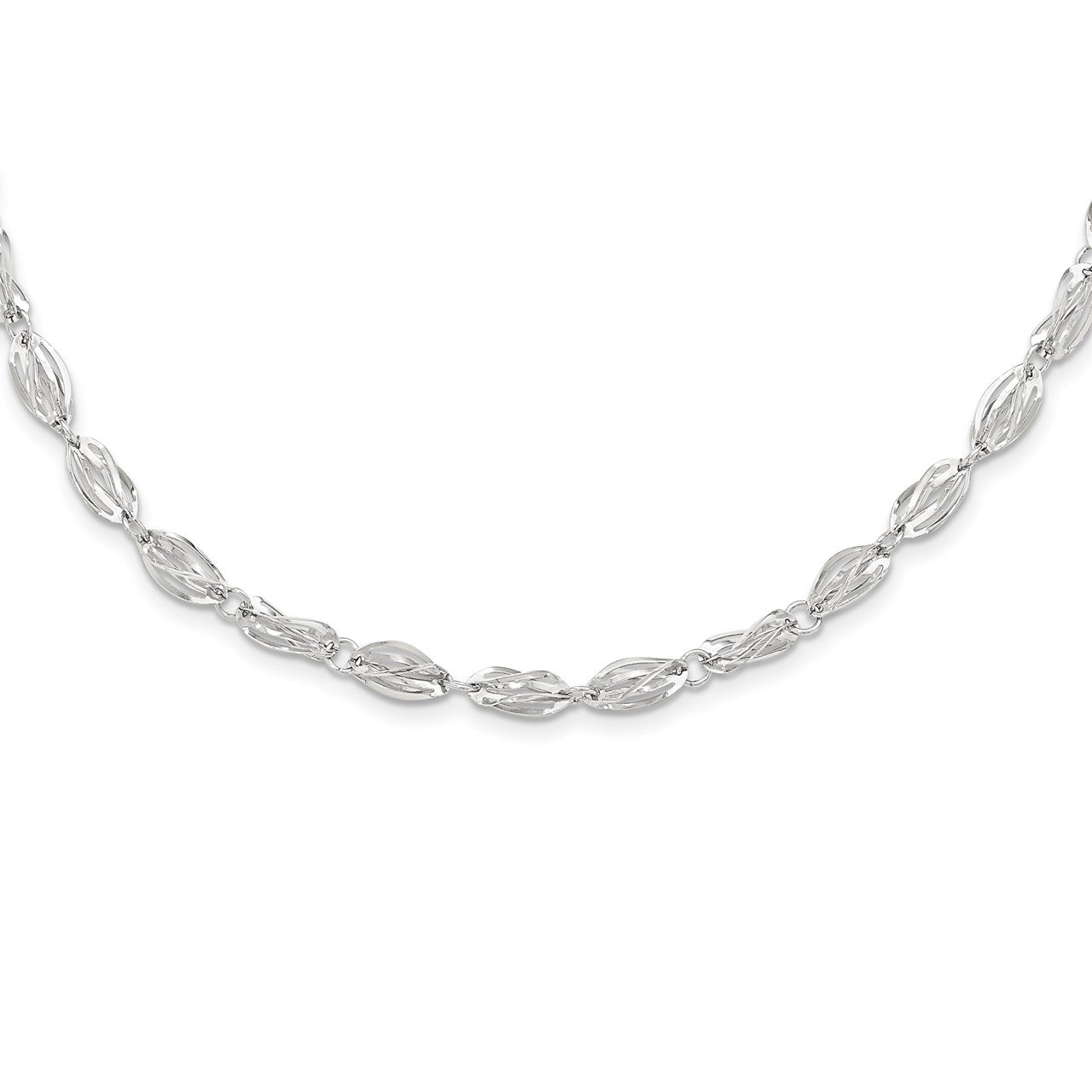 14K White Gold Fancy Link Necklace