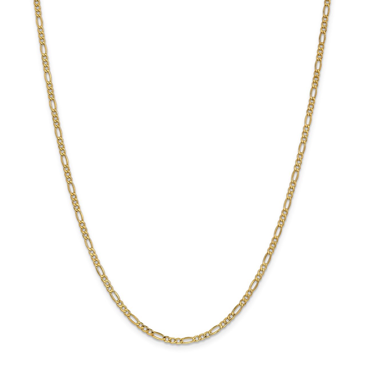 14k 2.5mm Semi-Solid Figaro Chain