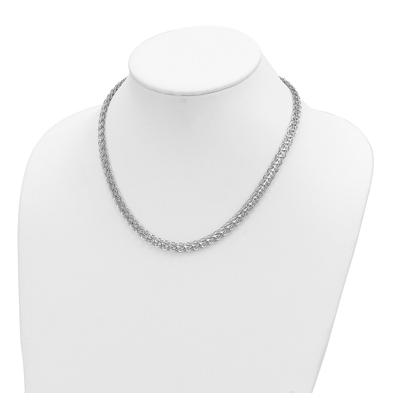 14K White Gold Polished D/C Fancy Link Necklace-1